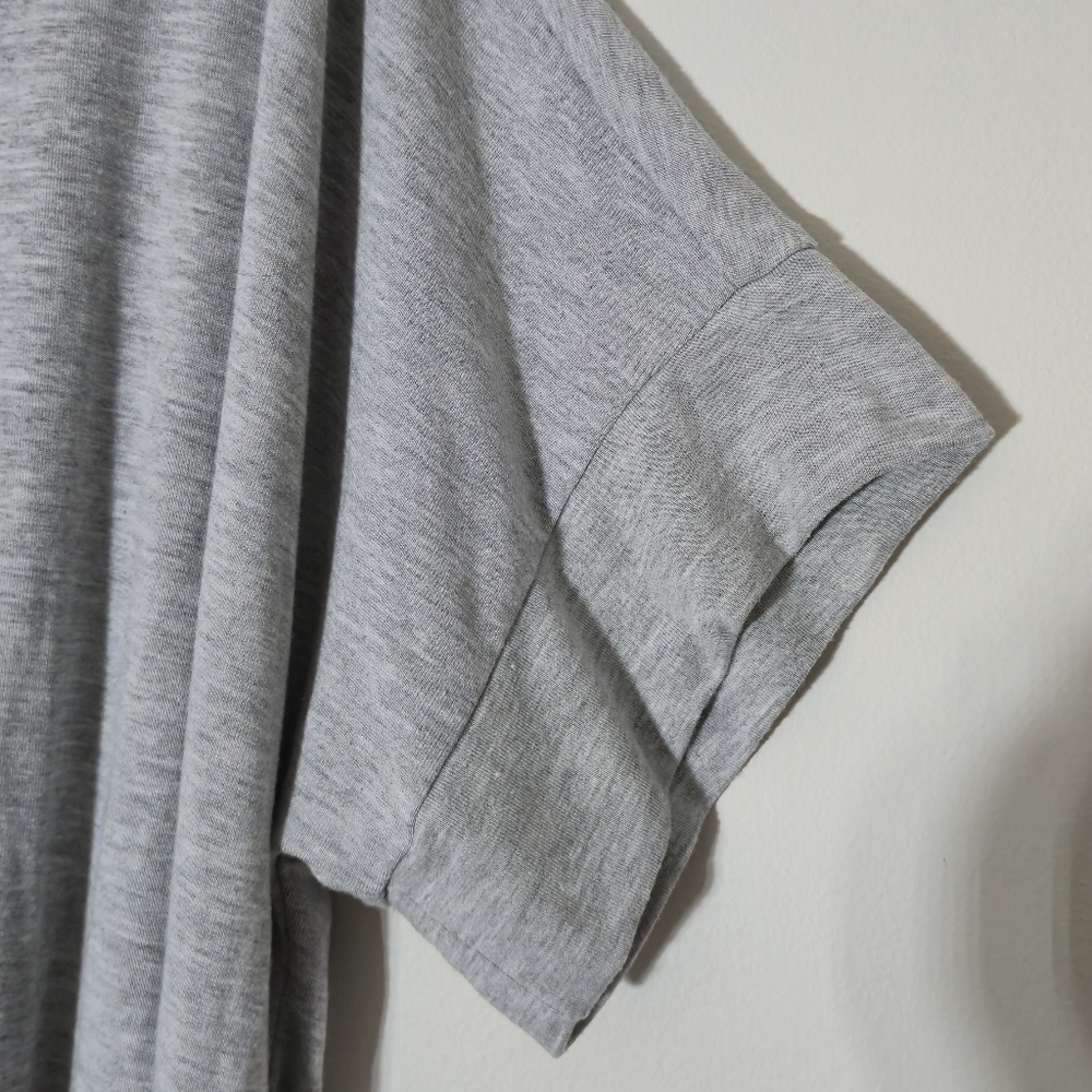 ZENANA 1X Loungewear Grey Romper Elastic Waist Keyhole Back Short Sleeve Dress - Picture 9 of 14